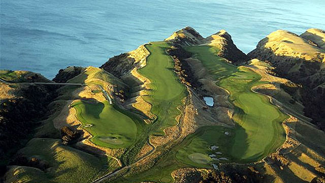 Scenic golf course in New Zealand